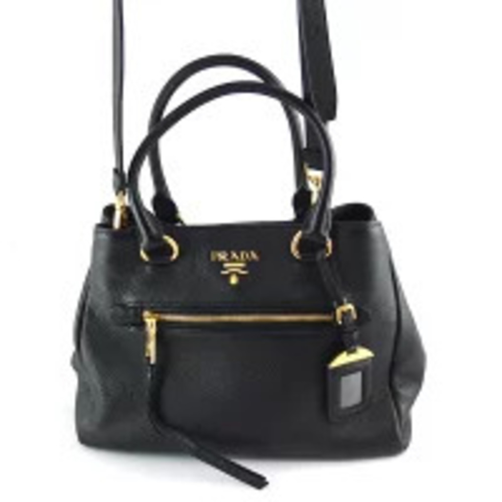 Prada Vitello Phenix leather convertible bag black